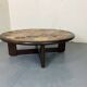 Round Ceramic and Oak Coffee Table by Tue Poulsen for Haslev Møbelsnedkeri, Denmark, 1963