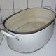 Oval basin 60 cm in white enamelled sheet metal, dark blue border