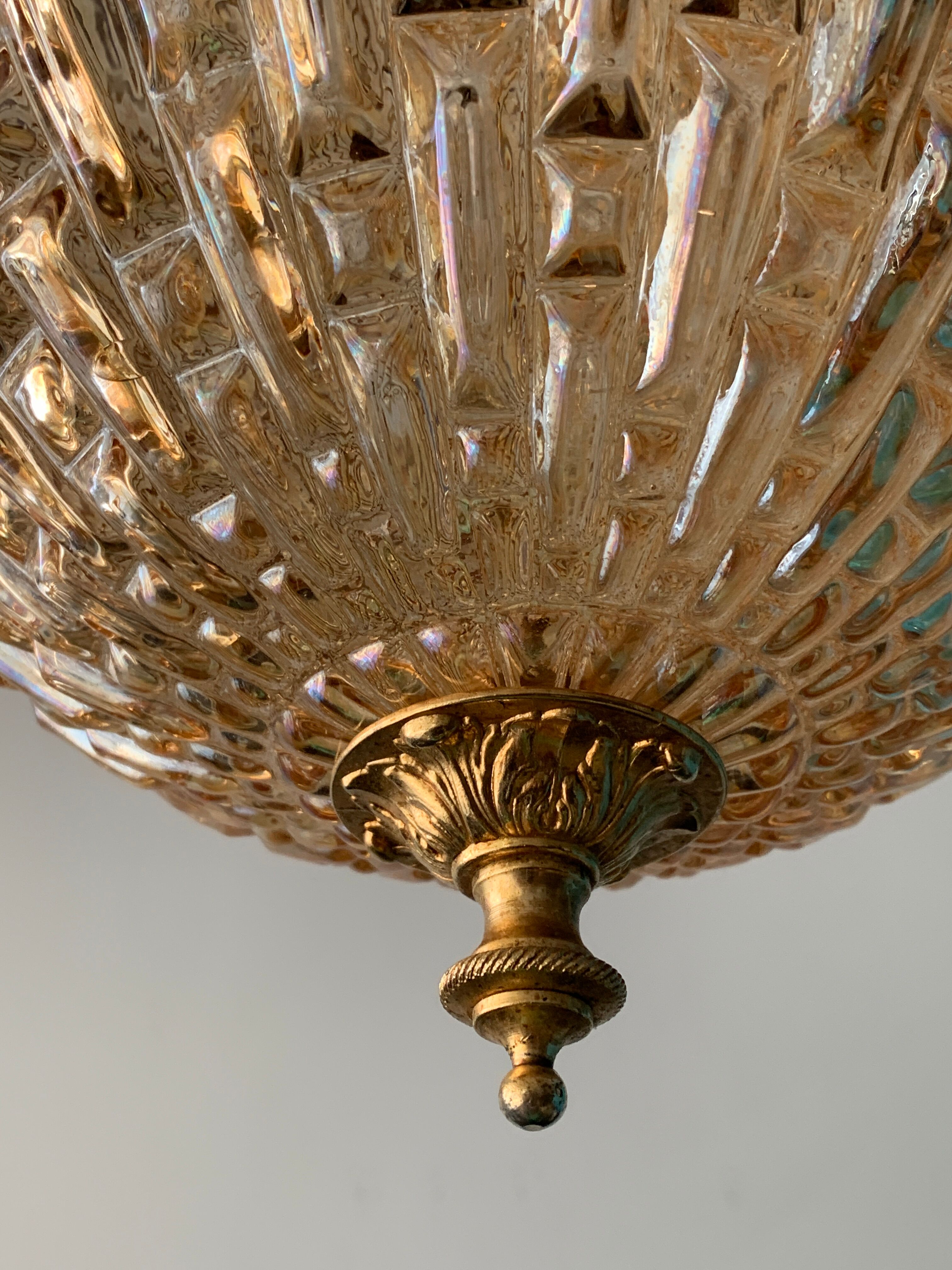 Lantern suspension in glass and brass