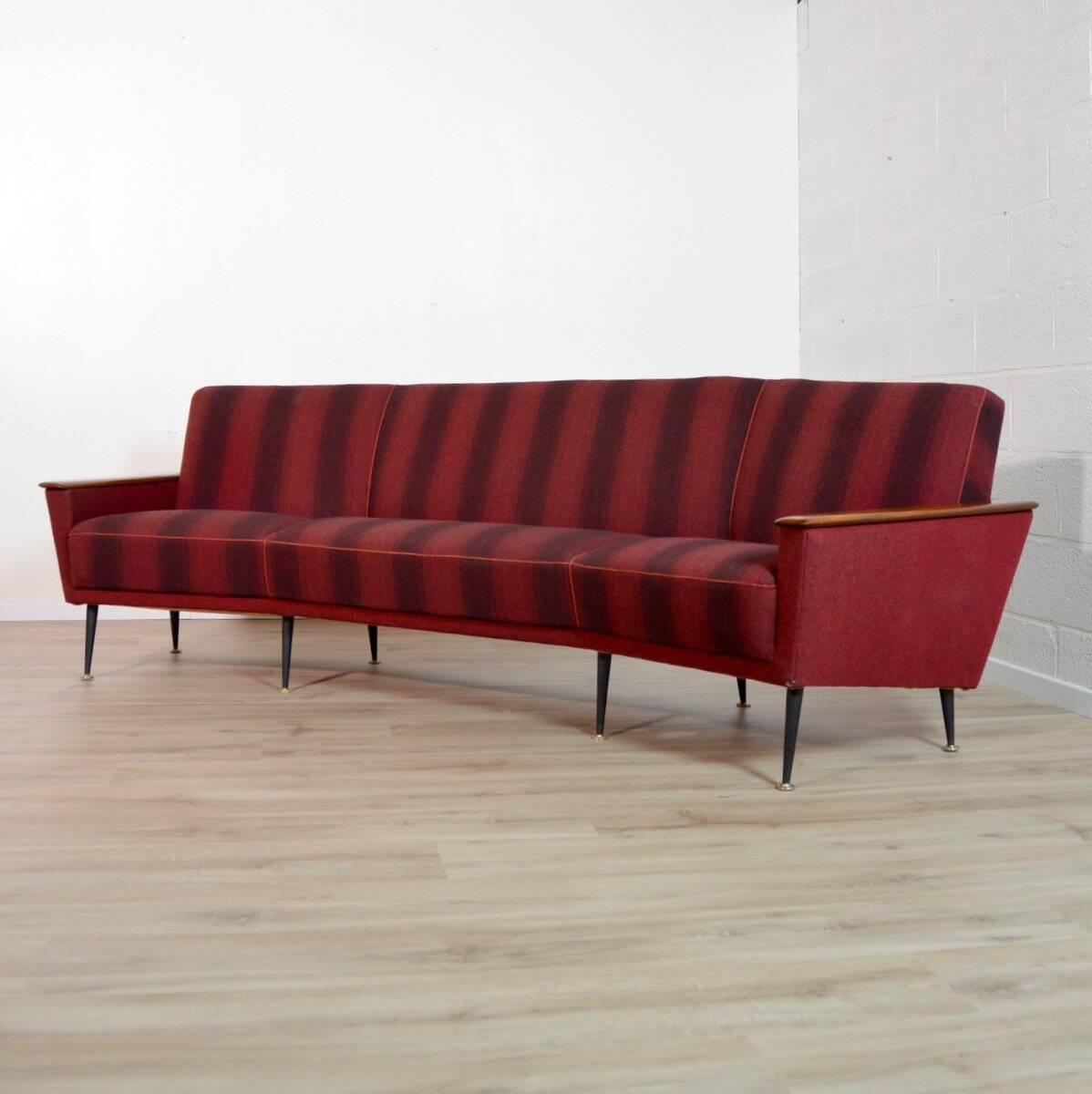 Rare Vintage Curved Teak Sofa 1950s / Deutschland Series Decor