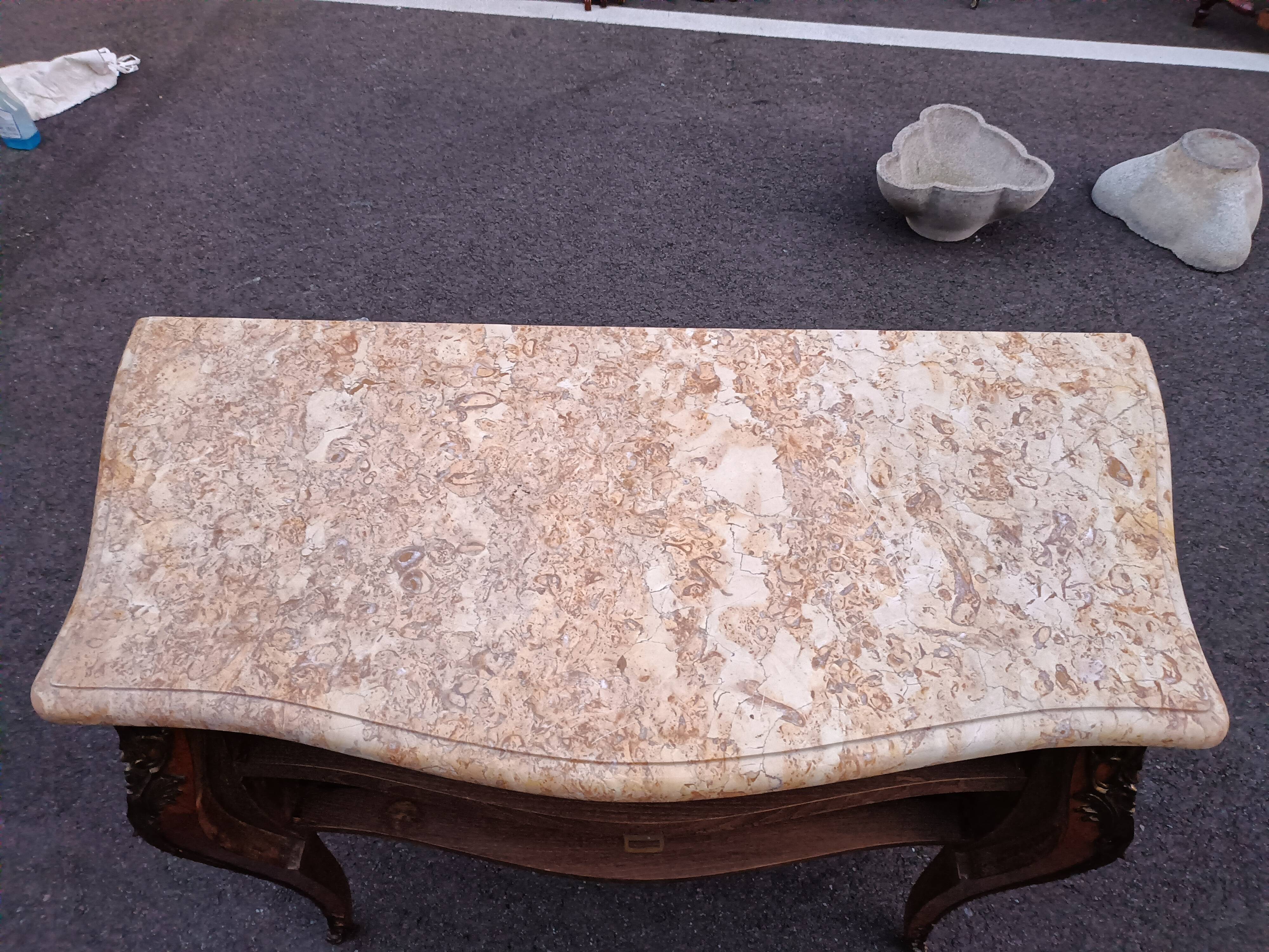 Chest of drawers marquetry marble top