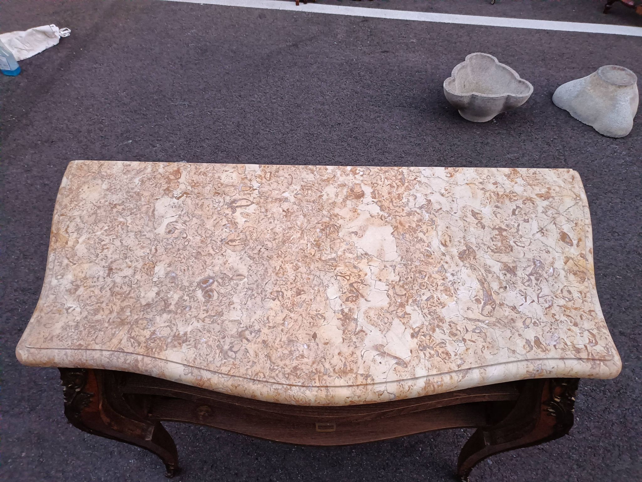 Chest of drawers marquetry marble top