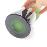 Scandinavian vase green and opaline white