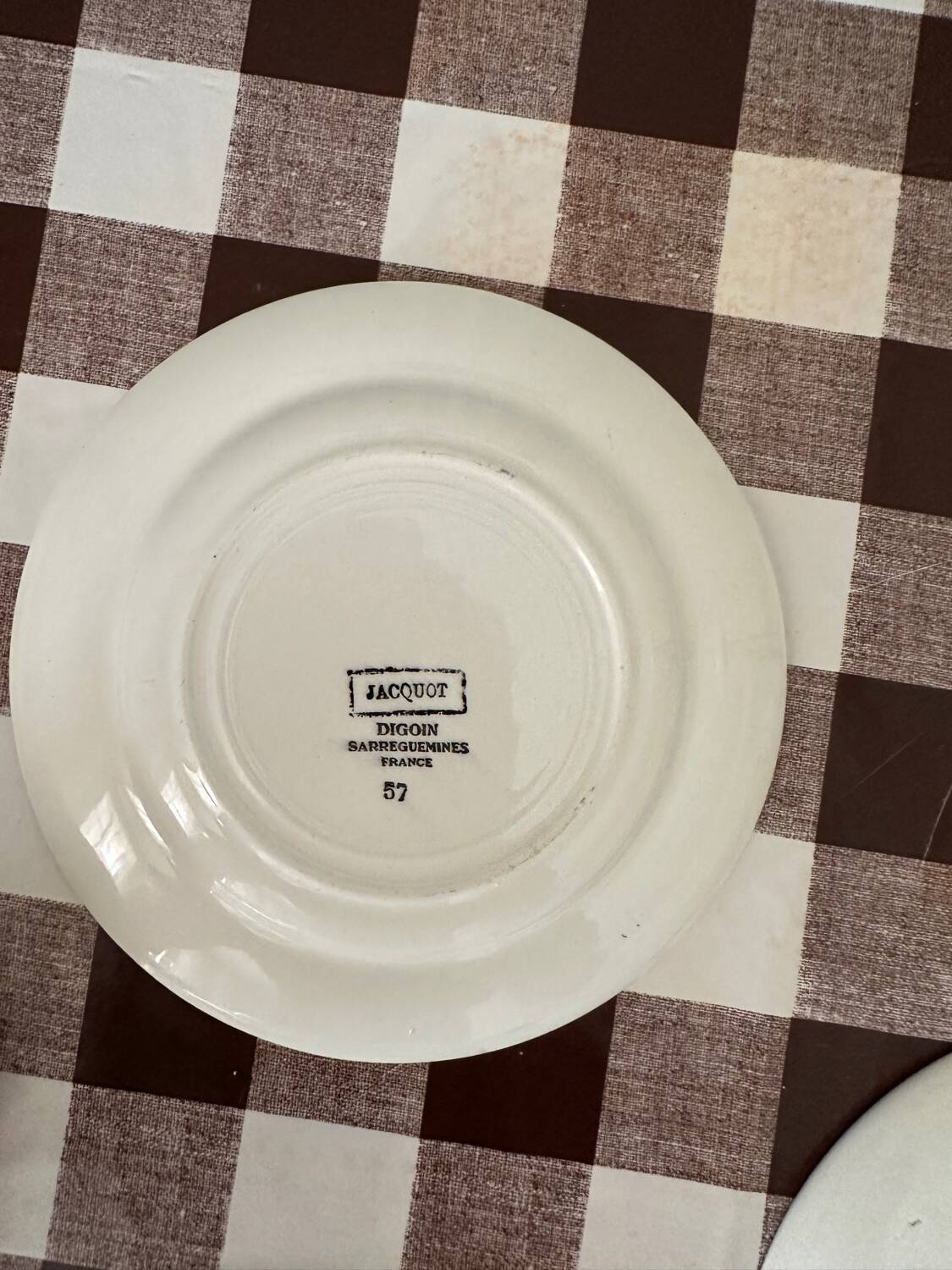 5 Jacquot Digoin Sarreguemines Vintage Ceramic Plate – Blue & Whi