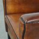 Cognac-colored sheep leather Art Deco design armchair finished with piping