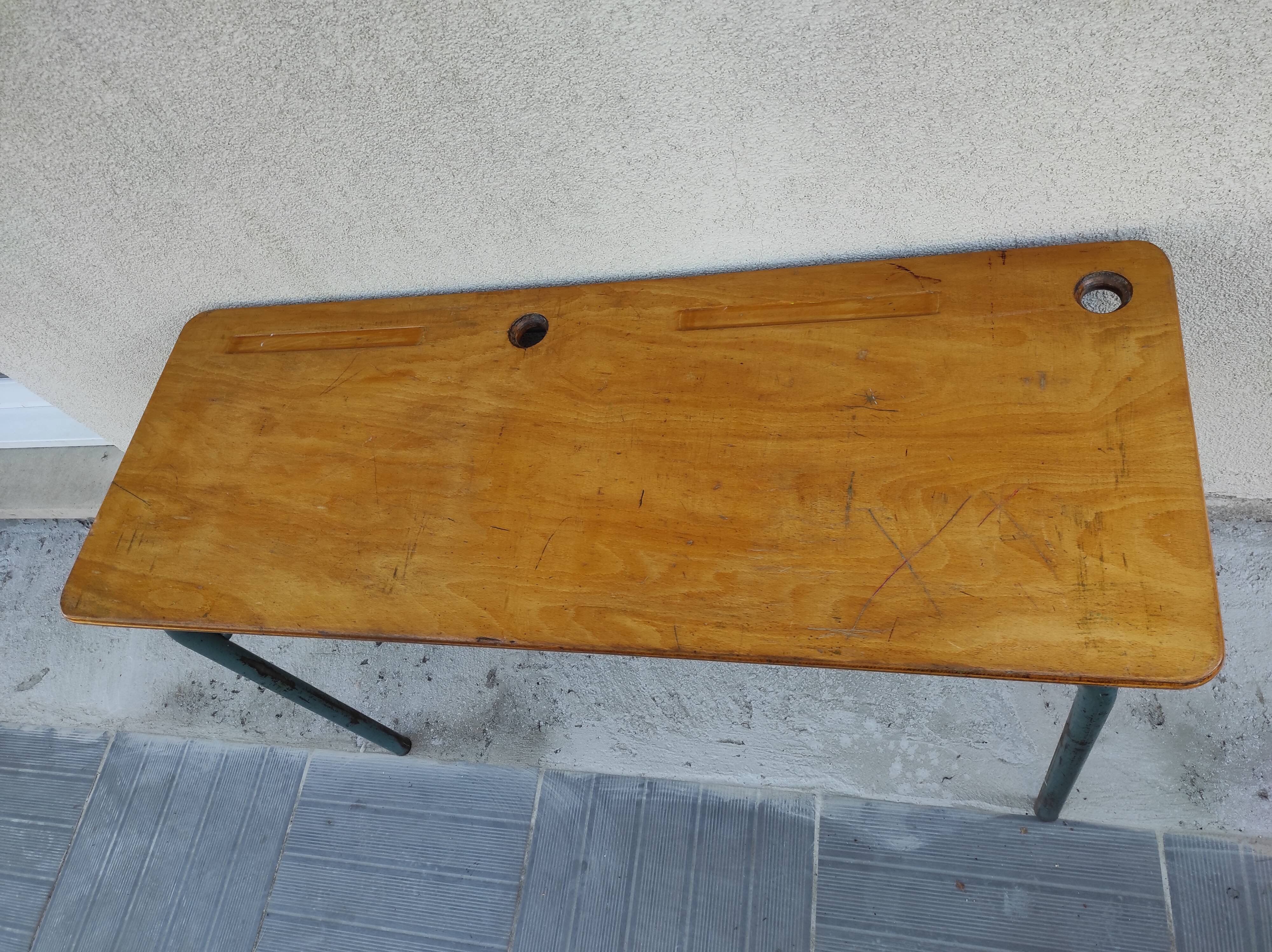 Hitler style 1960 double school desk with locker