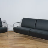 Swedish Leather Sofa and Armchair by Gunilla Allard for Lammhults, 1990s, Set of 2