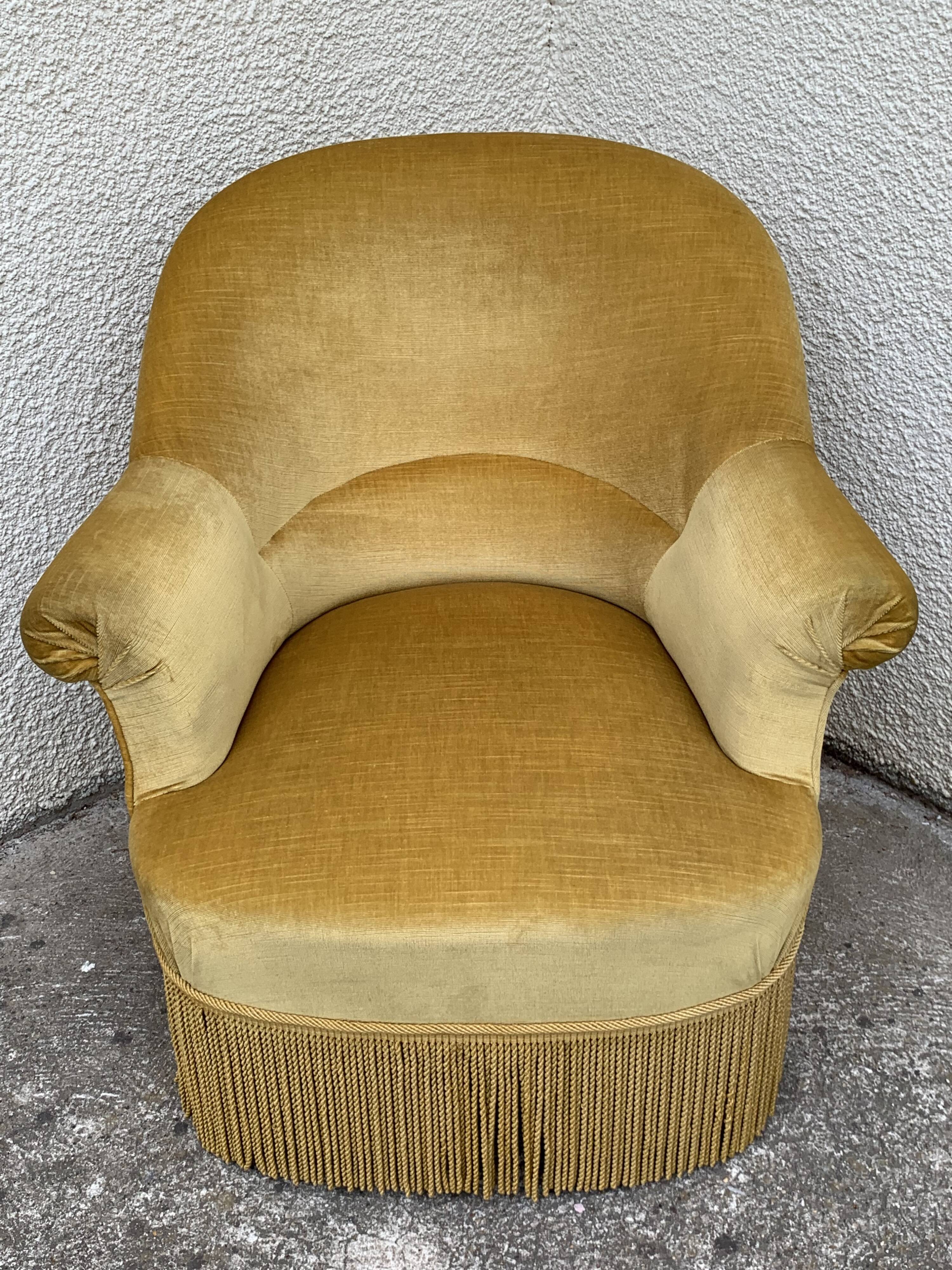 Golden velvet toad armchair