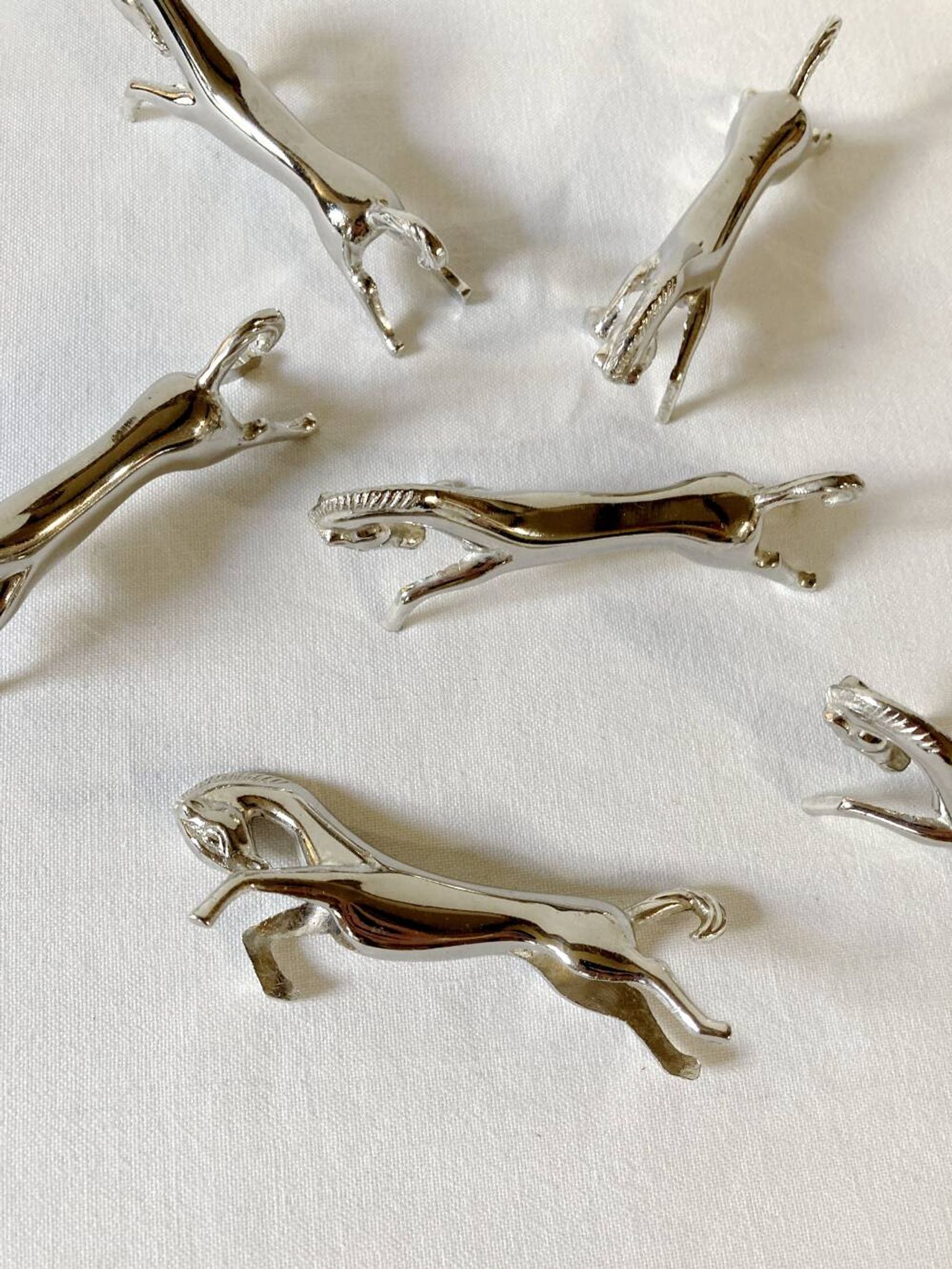 6 silver-plated knife rests in the shape of a horse. 1960s