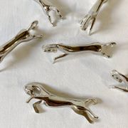 6 silver-plated knife rests in the shape of a horse. 1960s