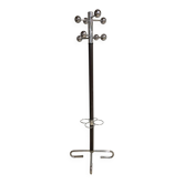 Vintage coat rack with umbrella stand, chrome-plated metal and wood, mid-20th century, 175 x 42 cm