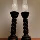 Brutalist turned wood candlesticks from the 60s