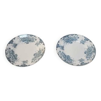 Lot of 2 old 19th century earthenware plates À.Lebacqz and M.Bouchart Sully 23