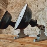 Pair of vintage black enameled metal wall sconces adjustable