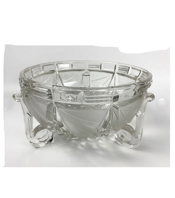 Libochovice Art Deco crystal salad bowl, 1930s, Czechoslovakia