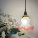 Vintage tulip ride in pink and white frosted glass