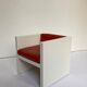 Tan Leather Cube Chair inspired by Lella & Massimo Vignelli