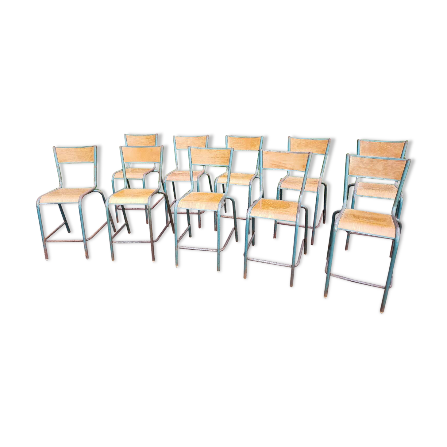 Lot de 10 chaises hautes d'école Mullca