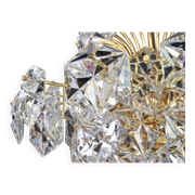 Chandelier in gilded brass and crystal glass by Kinkeldey, Germany, 1970s.