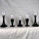 Set of 5 green römer glasses engraved with vine pattern - Bavarian crystal - 70s / 80s