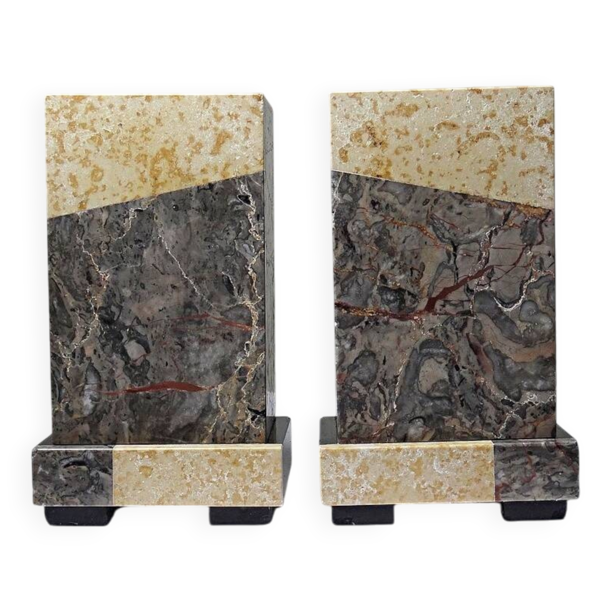 Pair of bookends, Art Deco fireplace decoration in antique marble from the 1920s-1930s.