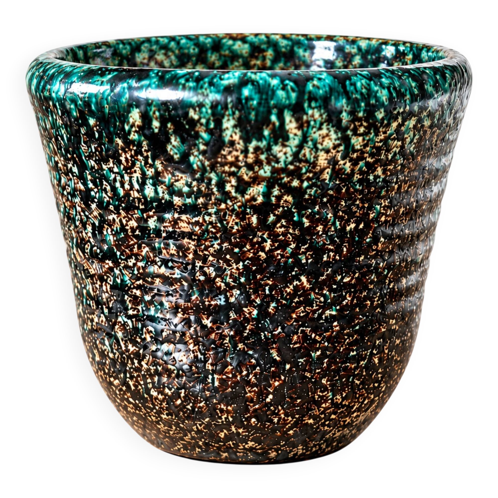 Accolay vase no. 19 – Vintage French ceramic with speckled glaze.