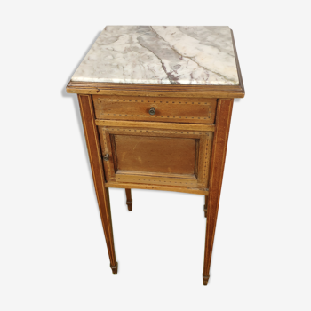 Marble and branded wood bedside table