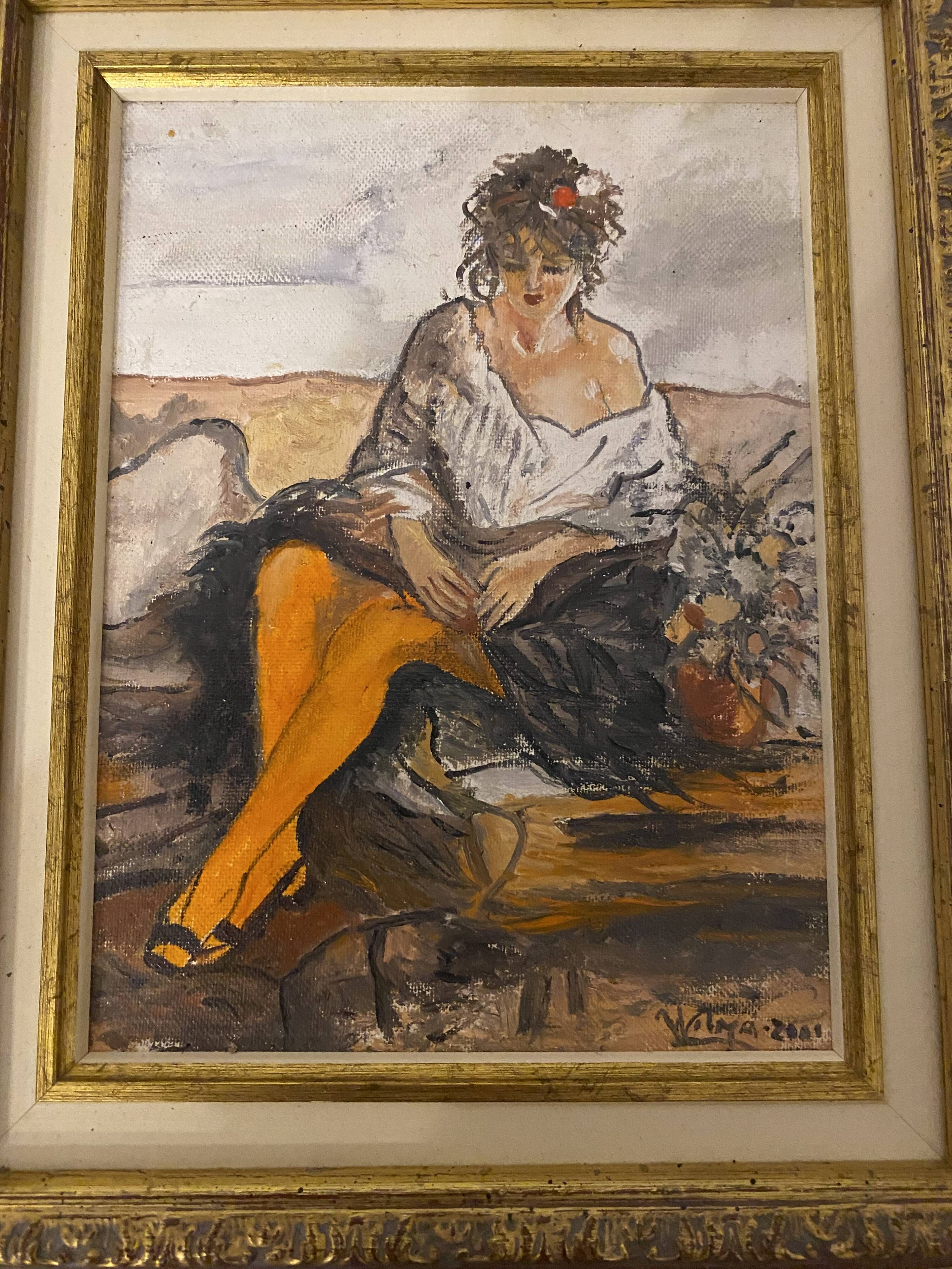 Oil painting on wood. Signed.