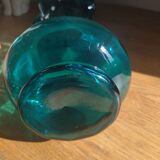 Paire de vases style Biot en verre soufflé turquoise, années 1950-1970