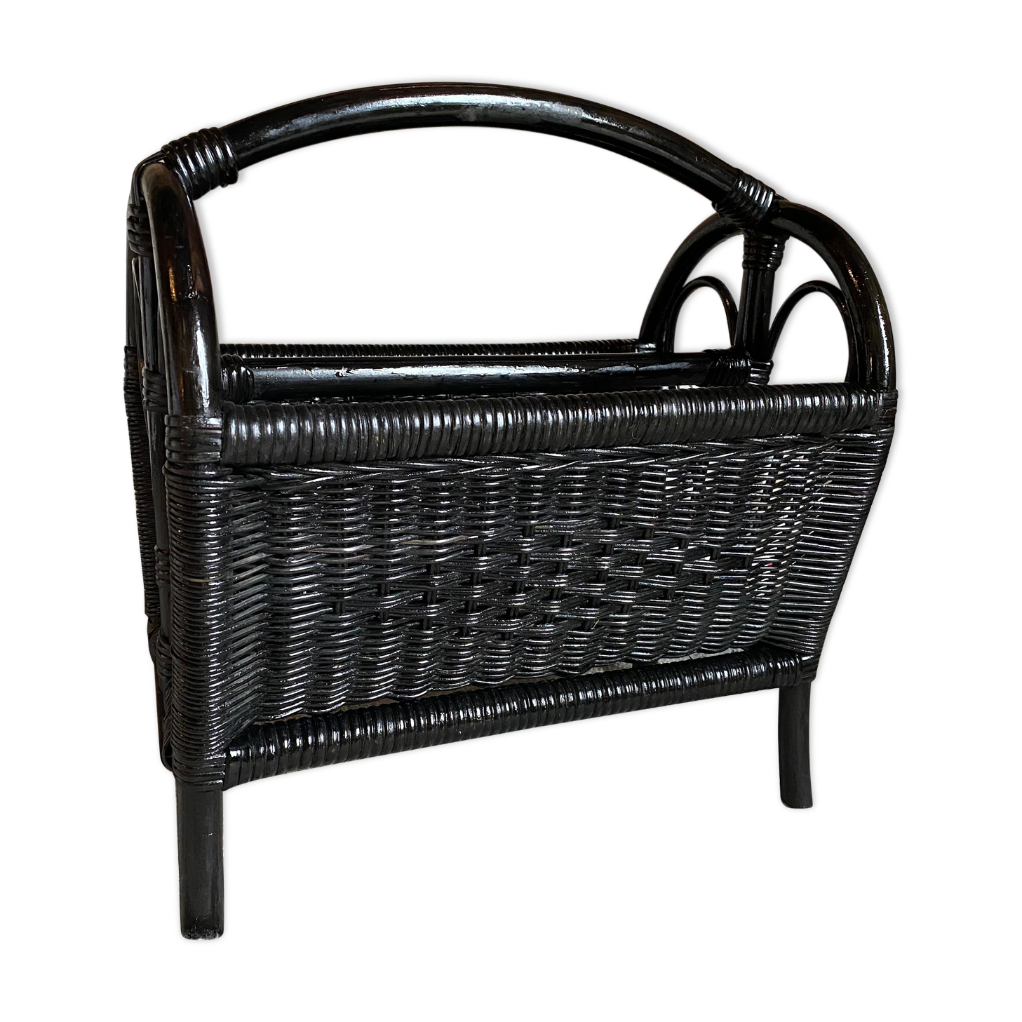 Vintage rattan magazine rack