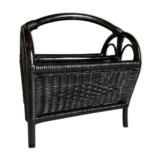 Vintage rattan magazine holder