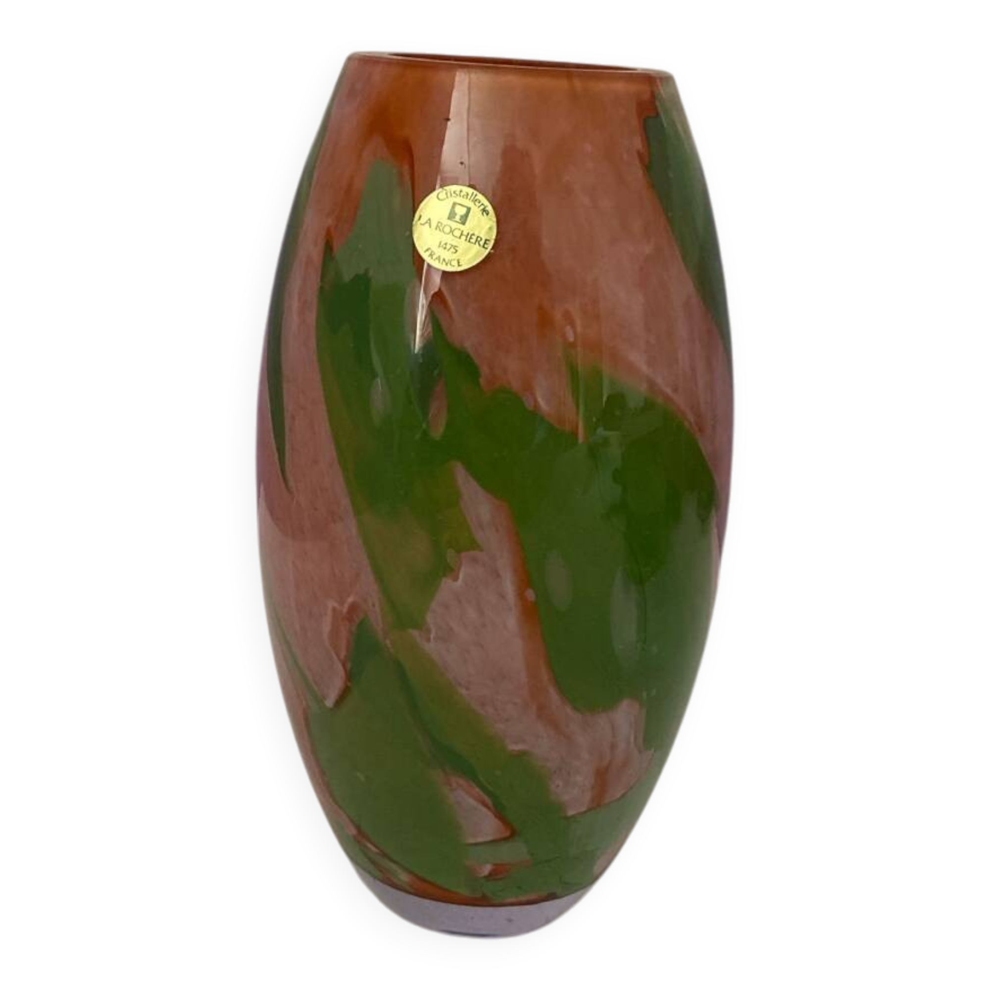 Coloured crystal vase La Rochère – France – pink and green