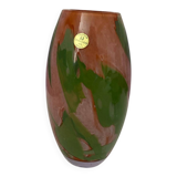 Coloured crystal vase La Rochère – France – pink and green