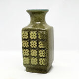 Olive green ceramic vase 3080 A Op Art, VEB Haldensleben Germany 1970s