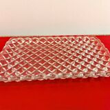 Pressed glass service plate with diamond points, 1950s