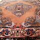 Vintage Sarouk wool rug, rose field & diamond medallion, c. 1950s
