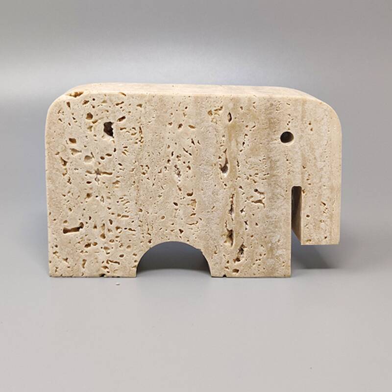 1970s original travertine elephant sculpture