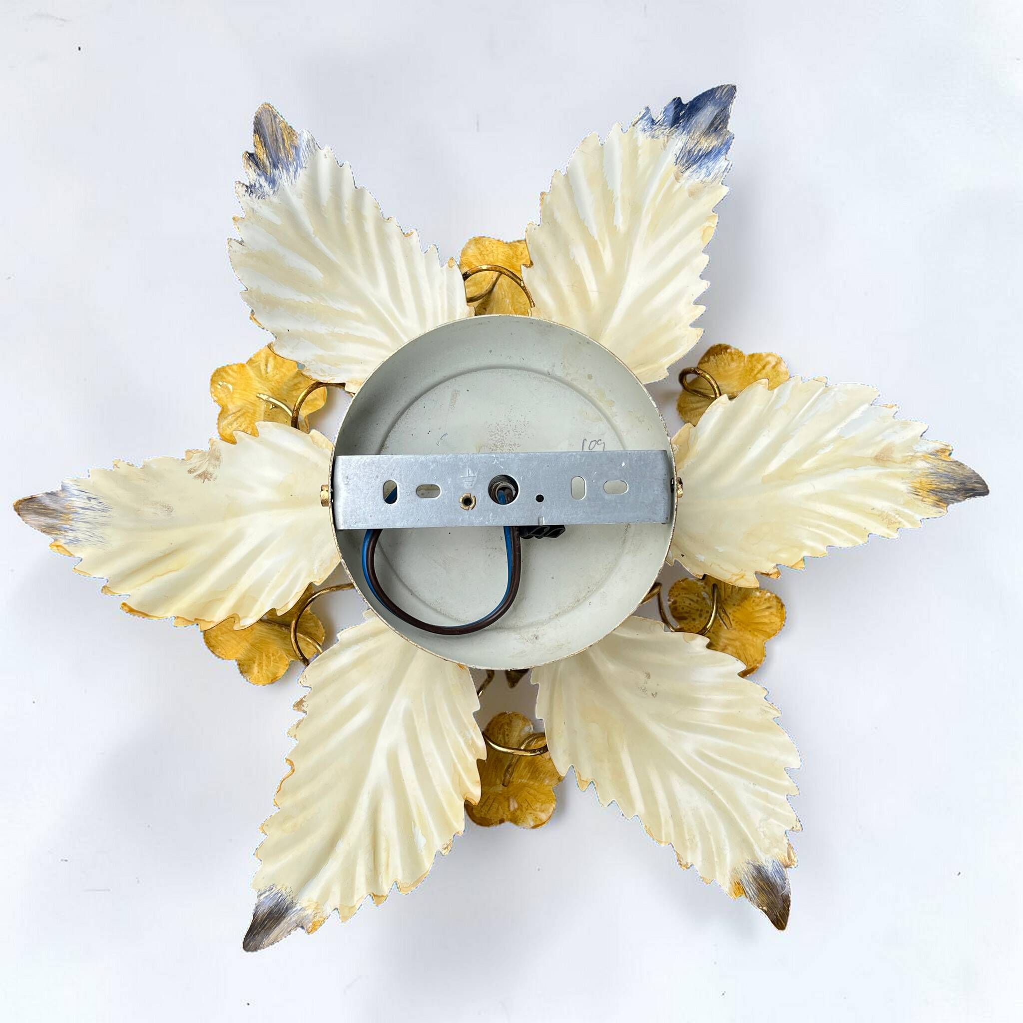 Applique fleur métal doré à la feuille d'or vintage Applique florentine