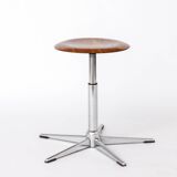 Set of 4 Vintage Industrial Stools 1970s, Chrome Adjustable Stools