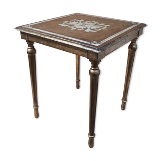 Square pedestal table gilded wood florentine style vintage 1950