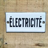 Enamelled plate "ELECTRICITY." Vintage. Electricity. Building plate. Door plate. Interior decoration