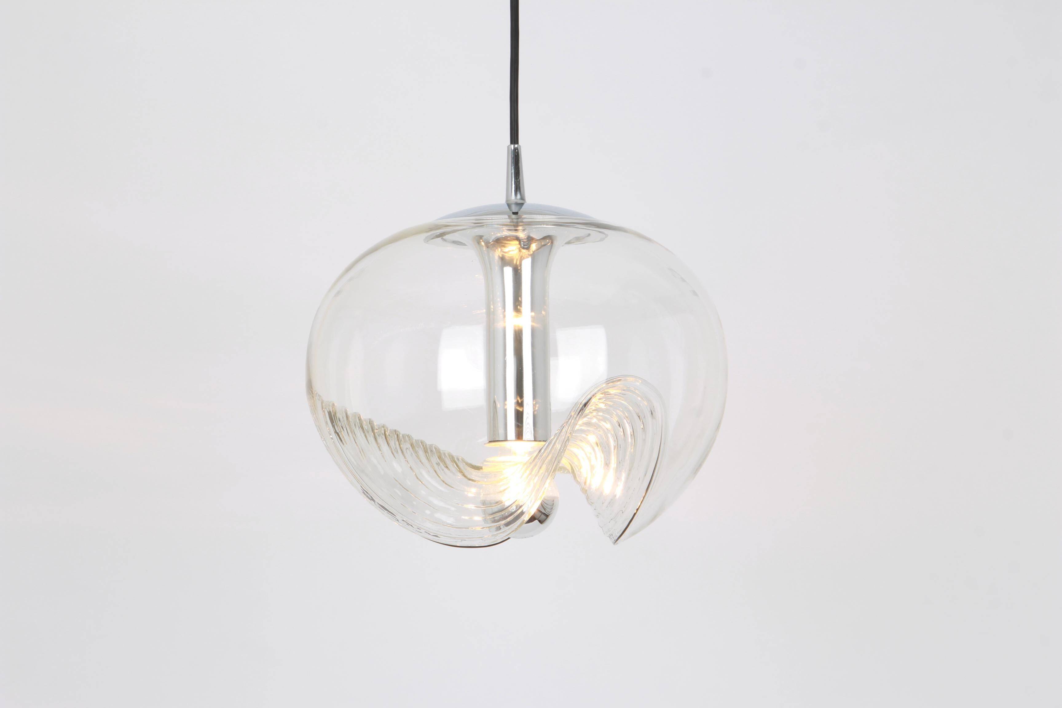 Clear Glass Pendants designed by Koch & Lowy, Germany, 1970s