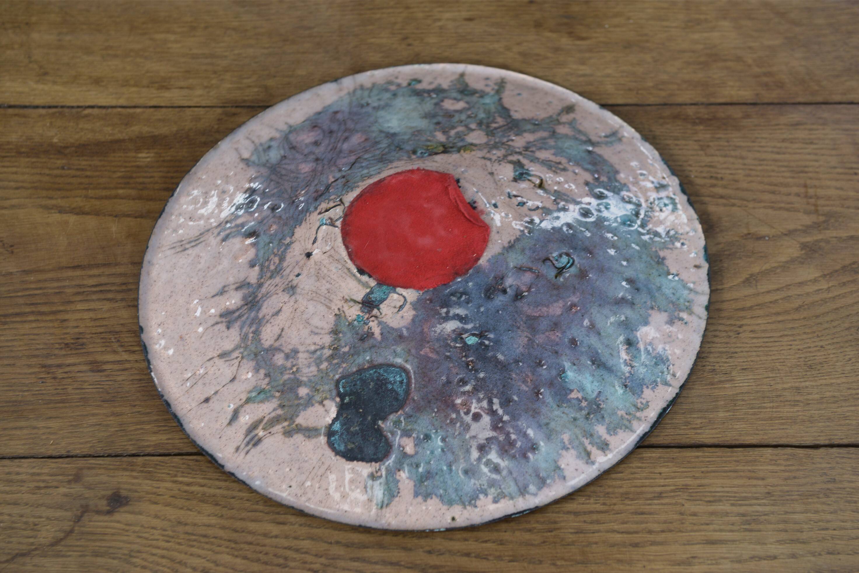 Colorful enameled metal centerpiece 1970
