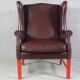 English Georgian Style Brown Leather Wingback Armchair