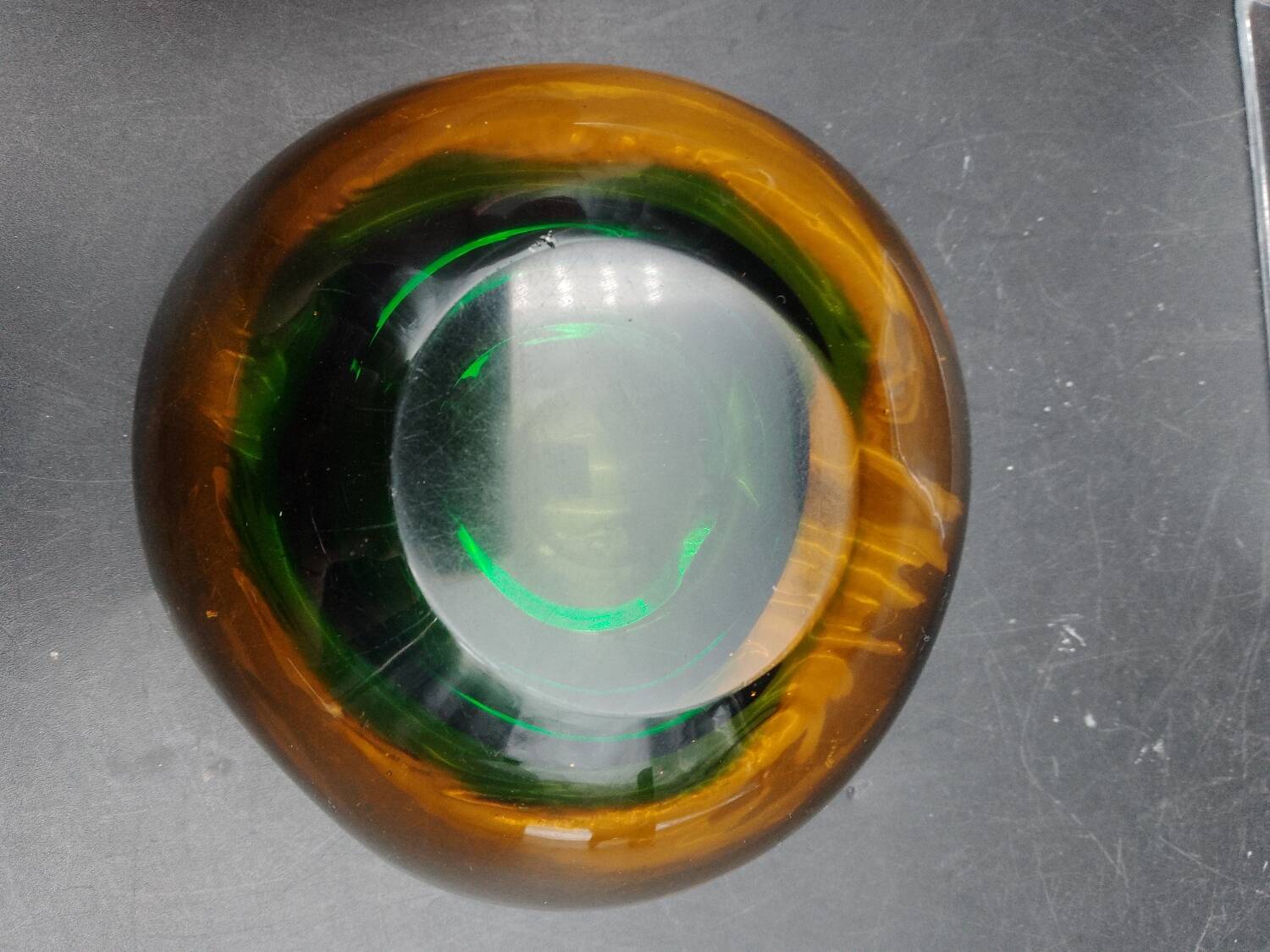 Rare Murano glass "Multi-Color" ashtray with Seguso shell elements