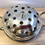 Antique Small Soup Tureen Centerpiece Bouquetière Brass Bronze Silver