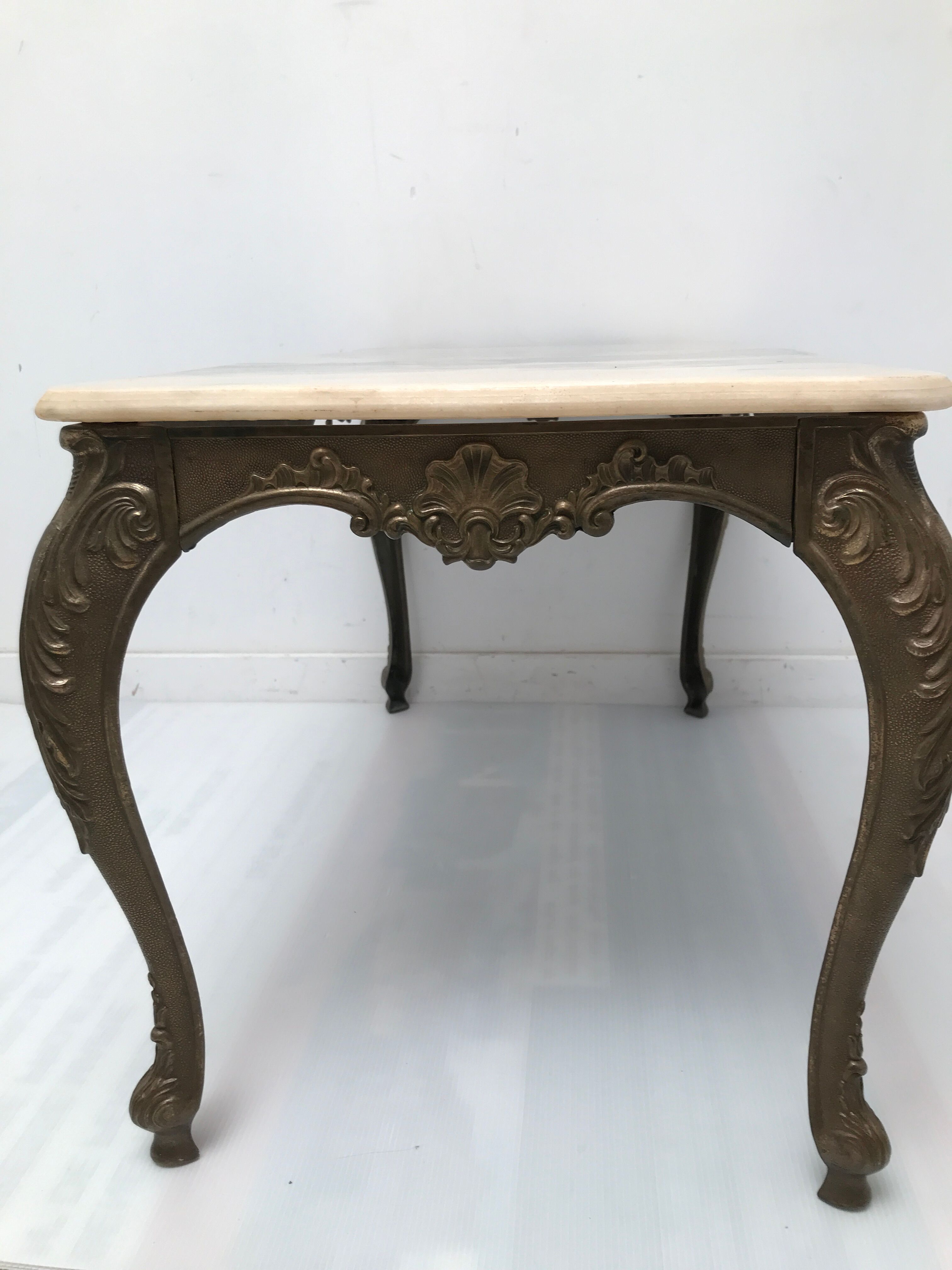 Louis XV style marble and brass coffee table