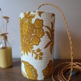 Suspension, nomadic fabric lampshade in vintage yellow floral.