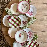 Set of 12 mismatched antique soup plates