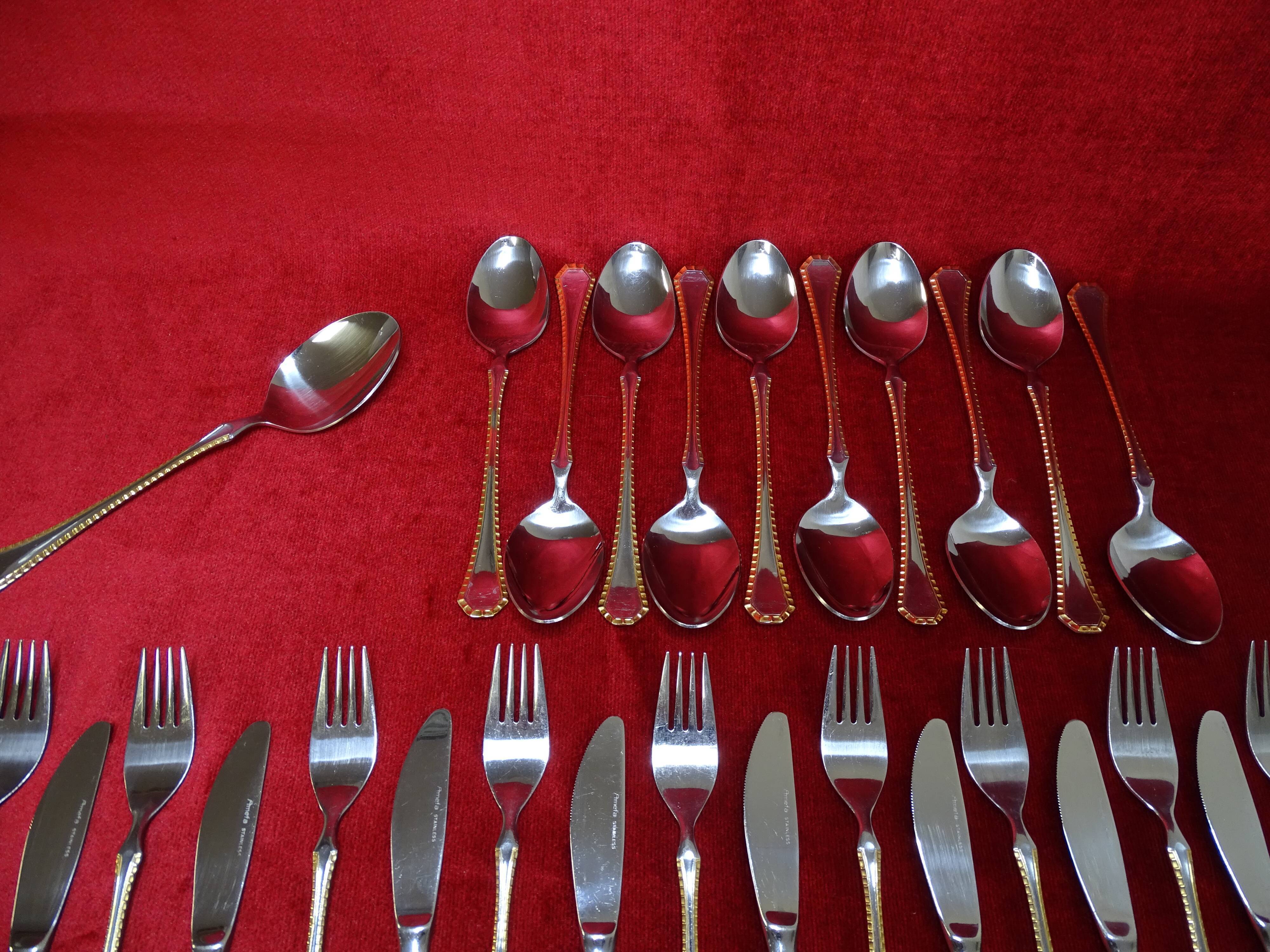 Householder Solingen Bestecke gold-plated 59 pieces in briefcase and bulk